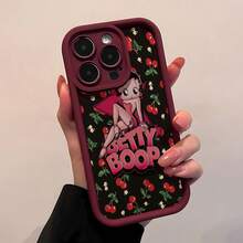 Tema  rojo cereza negro.funda de teléfono Fundas compatibles con ,Apple,VIVO,OPPO,,, y Honor.Fabricadas en silicona TPU,ofrecen protección contra golpes y caídas. - Burdeos - Ver 3