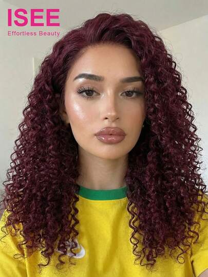 ISEE Tóc giả nửa đầu Hair Wear Go, kiểu tóc xoăn xù, vừa vặn linh hoạt, 3 trong 1, có dây rút, đường chân tóc tự nhiên, màu đỏ tía, không đường may, thân thiện với người mới bắt đầu, highlight, dễ đội, không cần keo dán, tóc thật, đường chân tóc đã được tỉa sẵn, mật độ 180%, dài 16-28 inch, tóc nguyên chất chưa qua xử lý, tóc giả Y2K, quà tặng, phụ kiện tóc, 100% tóc giả thật, tóc giả ren thật, phong cách nghỉ dưỡng, năng động, năng lượng, trang phục cần thiết cho kỳ nghỉ, sử dụng hàng ngày, giao hàng nhanh, vận chuyển nhanh chóng, du lịch nghỉ dưỡng dành cho phụ nữ.