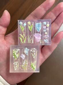 3D雕刻铃兰花模具，郁金香花束美甲透明模具 - 無色 - 查看 4