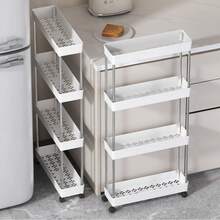 Multifunctional Rolling Cart, Hollow Drainage Ultra-Thin Storage Cart, Slim Storage Cart, Narrow Storage Rack (12cm Wide), Bathroom Storage Rack, Kitchen, Bathroom, Laundry Room Mobile Storage Rack, Space-Saving Floor-Standing Storage Rack, Multi-Layer Stainless Steel + Plastic Material (Can Be Used For Washing Vegetables), Suitable For Narrow Spaces - Multicolor - View 3