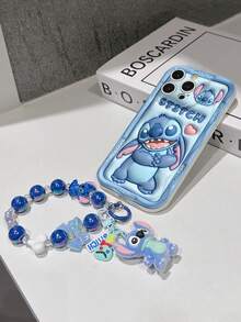 Disney Has Authorized, Phone Case - Chain Set, The Stitch Lilo & Stitch 3D Phone Case Plus A Silicone 3D Stitch Bracelet With Metallic Ring Removable Bracelet, Stitch And Angel Pattern, Compatible With Iphone 17/16/15/14/13/12/11/XS/XR/X Plus Pro Max, A Stylish Cartoon Phone Case, The Perfect Gift Choice, Phone Protection, Durable Phone Cover, Great Gift For Friends And Family - Kiểu trắng B - Xem 6
