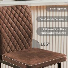 ZOONFA Brown Suede High Back Bar Stool With Footrest Metal Legs Stable Base For Kitchen Island Breakfast Counter Home Pub - Suede Brown - View 7