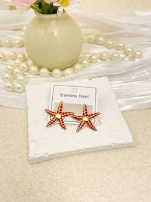 Oversized Star Earrings, Bohemian Style Fashion Beach Earrings Accessories. Retro Holiday Swimwear Accessories, Wedding Dress Accessories - Versatile Jewelry, Suitable For Swimming, Bathing, Sports Wear, Perfect For Valentine's Day, Birthday, Mother's Day, Holiday Surprise. - Multicolor - View 7