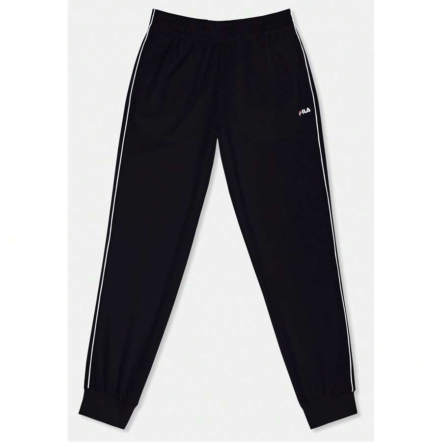 FILA Men's Trousers, Sagano Regular Track Pants, 100% Polyester Tracksuit Bottoms With Adjustable Drawstring Waist And Side Pockets - Black and White - View 1