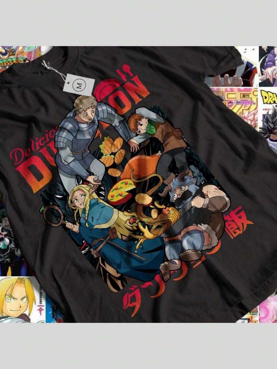 Laios Touden Dungeon Meshi T-Shirt Delicious Anime Lovers Shirt, Graphic Anime Tee, Manga Shirt,Anime Vintage Special Unisex T-S - màu đen - Xem 1