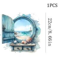 1pc/2pcs/3pcs Ocean & Shell Heat Transfer Stickers, Watercolor Healing Style DIY Iron-On Patches Suitable For T-Shirts, Hoodies, Canvas Bags, Hats, Pillows - Multicolor - View 2