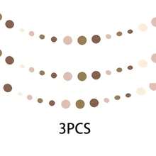 1pc/2pcs/3pcs Polka Dot Floral Wreath, Cream, Brown, Pink Boho Style Hanging Paper Circular Dotted Garland, Suitable For Neutral, Country, Cowgirl, Western, Birthday, Shower, Wedding, Woodland Party Decor - A - View 9