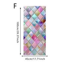 Colorful Glass Static Cling Window Film, Geometric Blue & Green Leaf Pattern Privacy Decorative Film, Removable No Glue Glass Sticker For Bathroom, Dining Room, Office Window Decor - Frosted Film - View 15