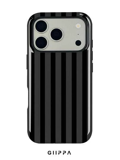 1 Piece Retro Black And Dark Gray Striped Pattern Design Phone 17 Pro Max Case, Compatible With Phone 16 Pro Max, 15 Pro Max, 14 Pro Max, Korean Stylish And Interesting Phone Case, Fits 11/12/13/14/15/75 Pro Max Plus, Elegant Design Suitable For Both Men And Women, Ideal Gift For Girlfriend On Christmas, Valentine's Day, Easter, Wedding Season And Birthday