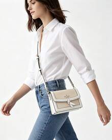 KS KNOTT Classic Crossbody Bag, One Shoulder Bag, Flap Hand Bag - Apricot - View 2