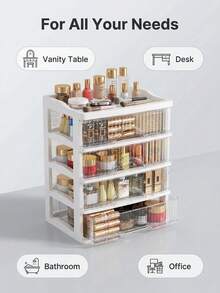 Caja de almacenamiento de escritorio multifuncional y multinivel transparente, disponible en varios tamaños y modelos, adecuada para almacenar cosméticos, artículos de oficina, juguetes, modelos, también se puede usar como gabinete de exhibición, tocador, decoración de muebles - Nuevo modelo - parte superior plana - Ver 4