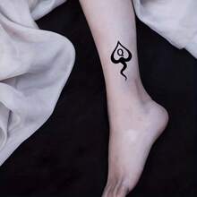 Temporary Body Tattoo Stickers, Waterproof And Sweat-Proof Design, Pure Black Spade Q Symbol Pattern, Suitable For Waist, Leg And Arm, Ideal For Parties And Events, These Quick Tattoos Require No Ink Mixing, Easy To Apply,Sketch Style - Black - View 3