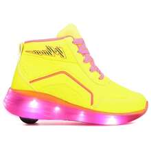 Tênis de Rodinha Infantil com LED 1 Roda Retrátil – A Febre das Crianças | Conforto, Estilo e Diversão (28 ao 37) - Pink e Amarelo - Visão 1