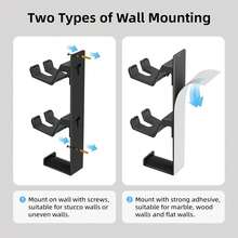 Soporte de pared para controlador de juegos con gancho para auriculares, organizador de pared de metal para gaming que sostiene 2 controladores y 1 auricular, sin necesidad de taladrar, con adhesivo o montaje con tornillo, compatible con P5, Switch y la mayoría de controladores de juegos - Ver 5