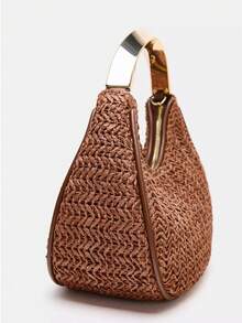2026 New Arrival Luxury Metal Handle Dumpling Bag, Niche Design Elegant Handbag, Shoulder Bag For Party - Burnt Orange - View 4