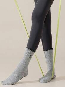 Calcetines de yoga con lazo gris para mujeres, calcetines plegados antideslizantes para pilates con agarre, adecuados para yoga, pilates, ballet, fitness en casa - Multicolor - Ver 5