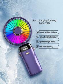 手持/掛頸/桌面三合一迷你風扇，USB可攜式數位顯示，1200mAh，靜音，適用於辦公室、學生宿舍及其他場所，可充電，戶外使用，電動，90°可折疊桌面風扇附底座 - 彩色 - 查看 8