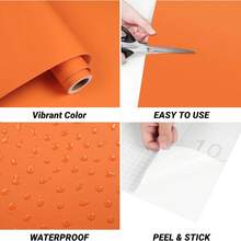 1 rolă de tapet autoadeziv impermeabil mat portocaliu Vitality, stil minimalist modern, tapet decorativ renovat pentru birou și mobilier de bucătărie, tapet PVC ușor de instalat și detașabil, autocolante de perete durabile și ușor de asortat, tapet de culoare solidă 15.7inx39.3/118.1/196.8in, tapet de culoare solidă, cadou decorativ - G - Vizualizare 7