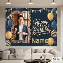 Party Backdrop 1pc 2D Plane Name Text/Picture Exclusive Personalized Customization, Happy Birthday Background With Photo, For Family Party Events, Wedding, Birthday Party, Coming-Of-Age Ceremony,,, Four Season,Christmas, Halloween, Thanksgiving, Easter, Back-To-School Season, Mother's Day, Father's Day, Or Valentine's Day, World Cup Gifts, Housewarming Gifts, Tea Rooms, Bedrooms, Living Rooms, College Dorms, Dining Room Wall Decor, Elegant And Stylish, Ideal For Graduation Season, Banners, Campus Decor, Campus Surprises, Dorm Decor, Back-To-School Home Decor, And More. - Nhiều màu - Xem 4