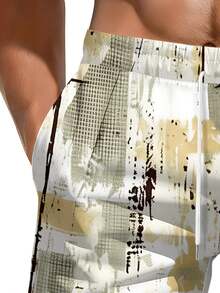 Abstract Art Pattern Men's 3D All-Over Print Summer Beach Shorts Urban Graffiti Design For Casual Outings And Beach Days Perfect Gift For  Men - White - View 5