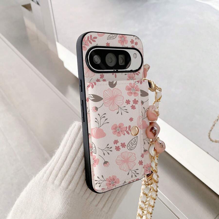 1件装优雅心形花卉印花卡包斜挎钱包手机壳，兼容谷歌Pixel 10/9 Pro XL/8/7/6/9a/8a；镜面PU皮革卡槽钱包式手机壳，适用于三星Galaxy S26/S25 Edge/S24/S23/S22/S21/S20 FE/Note 20 Ultra/A17/A16/A15/A07/A52/A53/A54/A25 5G；多功能保护套，适用于小米Note 15 Pro/14/13 4G/Poco C75。