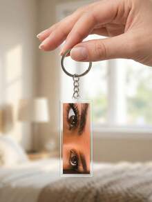 1pc Customized Acrylic Eye-Shaped Keychain, Unique Personalized Eye Design Keyring, Romantic Photo Keychain For Lover, Friend, Family, Daily Carry, Bag Charm, Great Gift - Multicolor - View 9