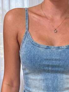 女士夏季休闲短袖T恤，复古牛仔印花，黑色 - 黑色 - 查看 5