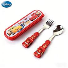 Monogram 2pcs Disney Cars Themed Cartoon Fork And Spoon Set, Chopsticks, Tableware Set For Teenagers, Food Court Gift, Racing Dream, Lightning Speed, PP Material, Birthday, Cars Party, Back To School, Christmas - Multicolor - View 5