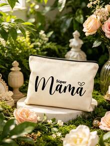 Bolsa de maquillaje con diseño de letras artísticas "Mamá" con tema del Día de la Madre - Regalo perfecto para mamá. Bolsa de aseo de viaje, bolsa de cosméticos, organizador de artículos esenciales diarios. Bolsa de compras de alta calidad y multifuncional, adecuada para la oficina, las vacaciones, las compras y las actividades al aire libre. Un recuerdo perfecto de vacaciones, un regalo del Día de la Madre, un regalo de cumpleaños, un accesorio de viaje - Multicolor - Ver 4