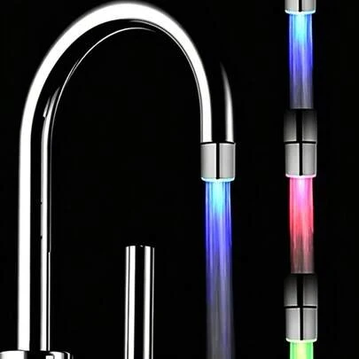 Đèn LED 3 màu gắn vòi nước (1/2 chiếc), đèn cảm biến nhiệt độ nước, dụng cụ nhỏ gọn cho nhà bếp và phòng tắm, không cần dùng điện.