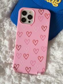 Funda de teléfono con patrón de corazón rosa, compatible con iPhone 17 Pro Max, 17 Pro, 17, 16, 15, 14, 13, 12, 11, adecuada para el Día de San Valentín - Rosa - Ver 25