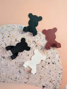 1pc/2pcs Cartoon Bear Shaped Shaver Hook, Adhesive Wall Mount Razor Holder, Bathroom Vanity Storage Rack - Multicolor - View 5