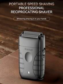 Kemei KM-T95 便攜式電動刮鬍刀，雙刀片專業往復式刮鬍刀與理髮器，適合光頭男士，Type-C 快充，大容量長續航，適合商務出差，送給父親的禮物 - 黑色 - 查看 4