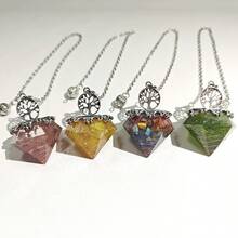 1件天然玫瑰石英水晶摆锤，7脉轮占卜，能量，健康，宝石石英首饰吊坠，节日礼物佳品 - Hexagonal Column - 查看 5