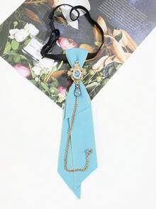 1件女士复古水滴形仿水晶皇冠装饰链可调节预系领带，适合上学、通勤、派对等场合穿着 - 彩色 - 查看 15