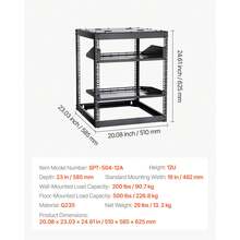 12U Open Frame Network Rack, 23 In Depth, Wall Mounted Or Floor Standing Server Rack, Heavy Duty 4 Post, With Vented Shelves & Mounting Hardware, Holds All Your Networking IT Equipment AV Gear - 12U - View 11