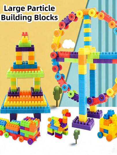 66pcs/Set Jumbo Building Blocks, Children's Puzzle Toys, PP Plastic Interlocking Bricks, Educational STEM Toys For Boys And Girls, Creative Early Learning DIY Toy Set; 118pcs/Set Jumbo Building Blocks, Toddler Montessori Educational Toys, Cube Puzzle Bricks, Creativity Development Gifts For 3-6 Years Old, With Storage Bag; 138pcs/Set Jumbo Building Blocks, Montessori Educational Toys, Cube Puzzle Bricks, STEM Learning Toys, Christmas New Year Birthday Gifts For Kids