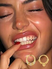 1 pieza Joyería de piercing de ombligo de mujer chapada en oro de plata esterlina 925 - soltero - Ver 2