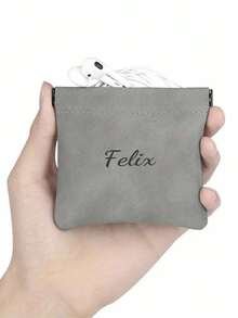 Túi đựng tai nghe bằng da, in chữ cái/logo tùy chỉnh, hộp đựng sạc kỹ thuật số, ví đựng tiền xu đa chức năng, túi đựng tai nghe, hộp đựng dây cáp bằng da, ví đựng tiền xu có khóa bấm, quà tặng Ngày của Mẹ, sinh nhật. - Nhiều màu - Xem 6