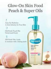 Derma:B Daily Moisturizing Body Oil - Fresh Peach Scent - Lightweight Non-Greasy Nourishing Formula - Nourishes Skin For Soft, Radiant Complexion - 200ml - Peach Flavor - View 6