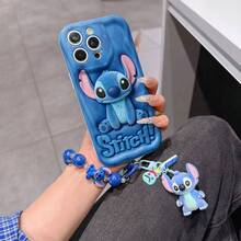 This Disney Stitch Lanyard Phone Case Is Fully Covered In TPU Material. It's Shockproof, Lightweight, And Compatible With IPhone17/16/11/13/15/15 Plus/15 Pro/15 Pro Max/12/14 Pro Max/11 Pro Max/12 Pro/12 Pro Max/13. This Phone Case Makes A Popular Birthday Gift Or Business Gift; It's Durable, Stain- And Fingerprint-Resistant, And Suitable For Both Men And Women. The Set Also Includes A Mickey Mouse Phone Case And A Stitch Plush Bracelet. It's A Perfect Gift For Friends And Family. This Stylish Phone Case Is Fun, Lightweight, And Durable. IPhone17 Pro Max Phone Case, Angel Phone Case. - trắng - Xem 6