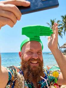 3D Printed Creative Palm-Shaped Sun Hat, Funny Party Headpiece, Outdoor UV Protection Novelty Hat, Suitable For Festivals, Summer, Beach, Camping, Travel - Multicolor - View 3