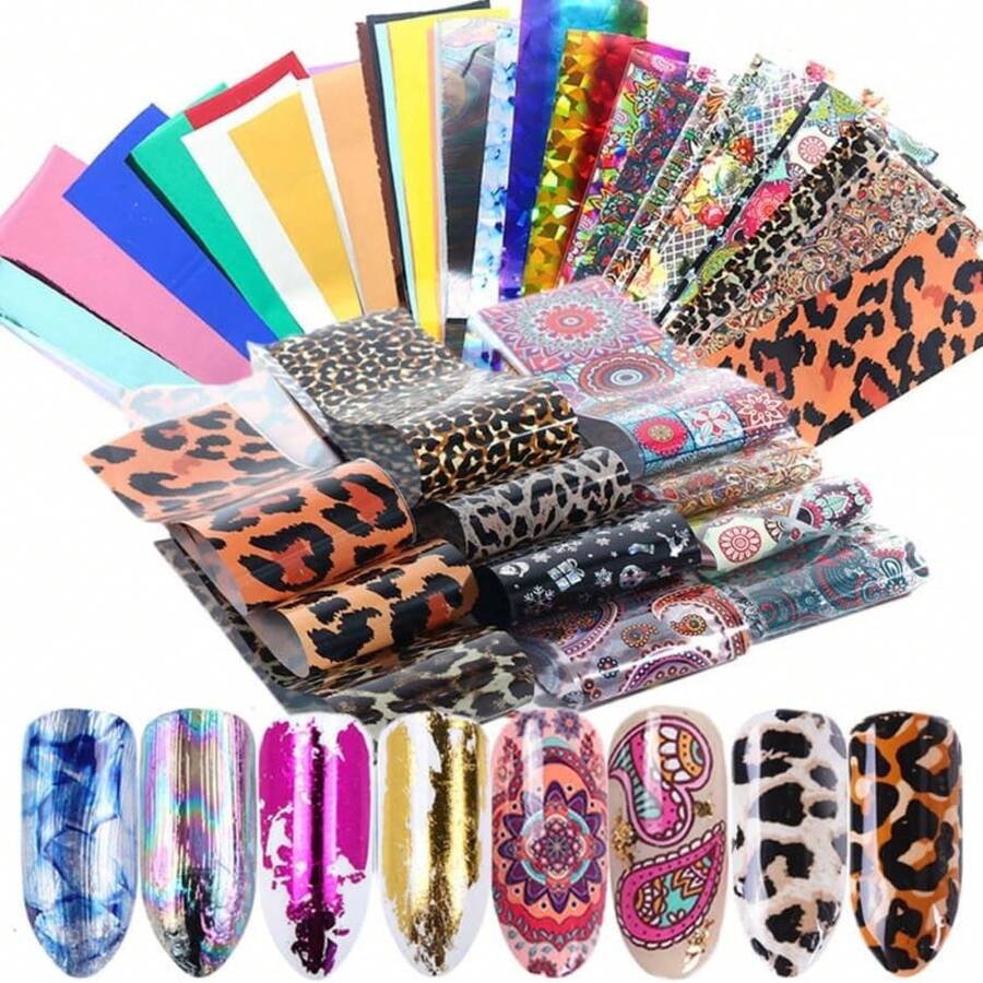 Pegatinas Para Uñas Autoadhesivas 100 Piezas Calcomanías De Uñas Decoración Creativa Foil Transferencia Para Manicura Diy En Casa Fiestas Navidad Halloween - 1 - Ver 1
