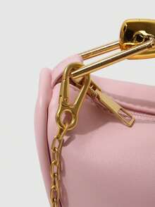 Bolso de mano/bolso de hombro de diseño único de 2025, de piel de PU, con asa de metal, de alta calidad - Rosa - Ver 6