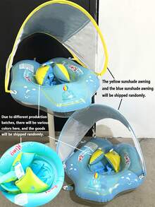 1pc Kids Inflatable Armpit Swimming Ring, Water Sports Float With Sunshade, Fun For Swimming Pool, Back To School - Multicolor - View 7