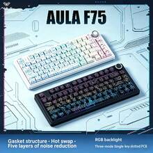 AULA Teclado mecánico F75 de modo triple, diseño de 75%, placa de posicionamiento de PC ranurada, interruptores totalmente intercambiables, batería grande de 4000mAh, perilla metálica multifunción, teclas de PBT, retroiluminación RGB, con un excelente equilibrio entre sensación, estética y adaptabilidad a múltiples escenarios. - Ver 3