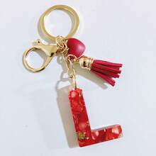 26 Choices Red Epoxy First Letter Keychain, Cute Heart Tassel Keychain, Fashion Bag Accessory Wallet Charm Pendant, Party Favors, Suitable As Gifts For Friends Christmas Gifts For Mother, Father, Graduation, And Teacher - Red - View 8