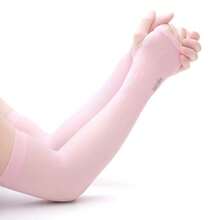 Unisex Cool Ice Silk Anti-UV Arm Sleeves, Elastic Fingerless Sun Arm Guards, Breathable Cooling Sleeves For Driving Cycling Outdoor Sports Daily Use - Black - View 10
