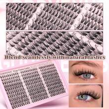 [Lowest Price In 30 Days]300pcs C-Curl Fluffy Black Colored Lightweight Cluster False Eyelashes, Thick & Voluminous Individual Lashes, Natural Black Makeup, Soft & Comfortable, Suitable Eyelash Extension At Home, Eyelash Clusters - F-CC Curl Wispy - 查看 4