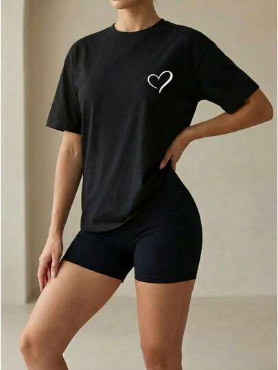 Conjunto deportivo para mujer estilo casual fitness con estampado de girasol, tela elástica, ajuste slim, primavera verano, gimnasio yoga, 2 piezas